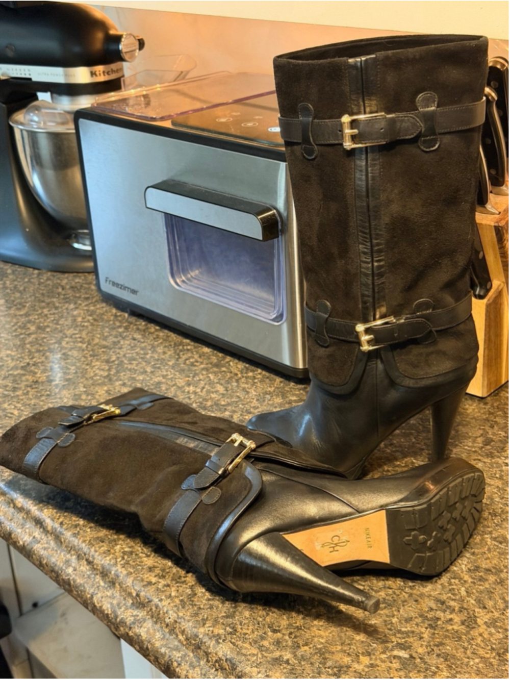 Cole Haan Nike Air Kennedy Boots Buckle Black Med Suede Leather 6.5 - Picture 11 of 12